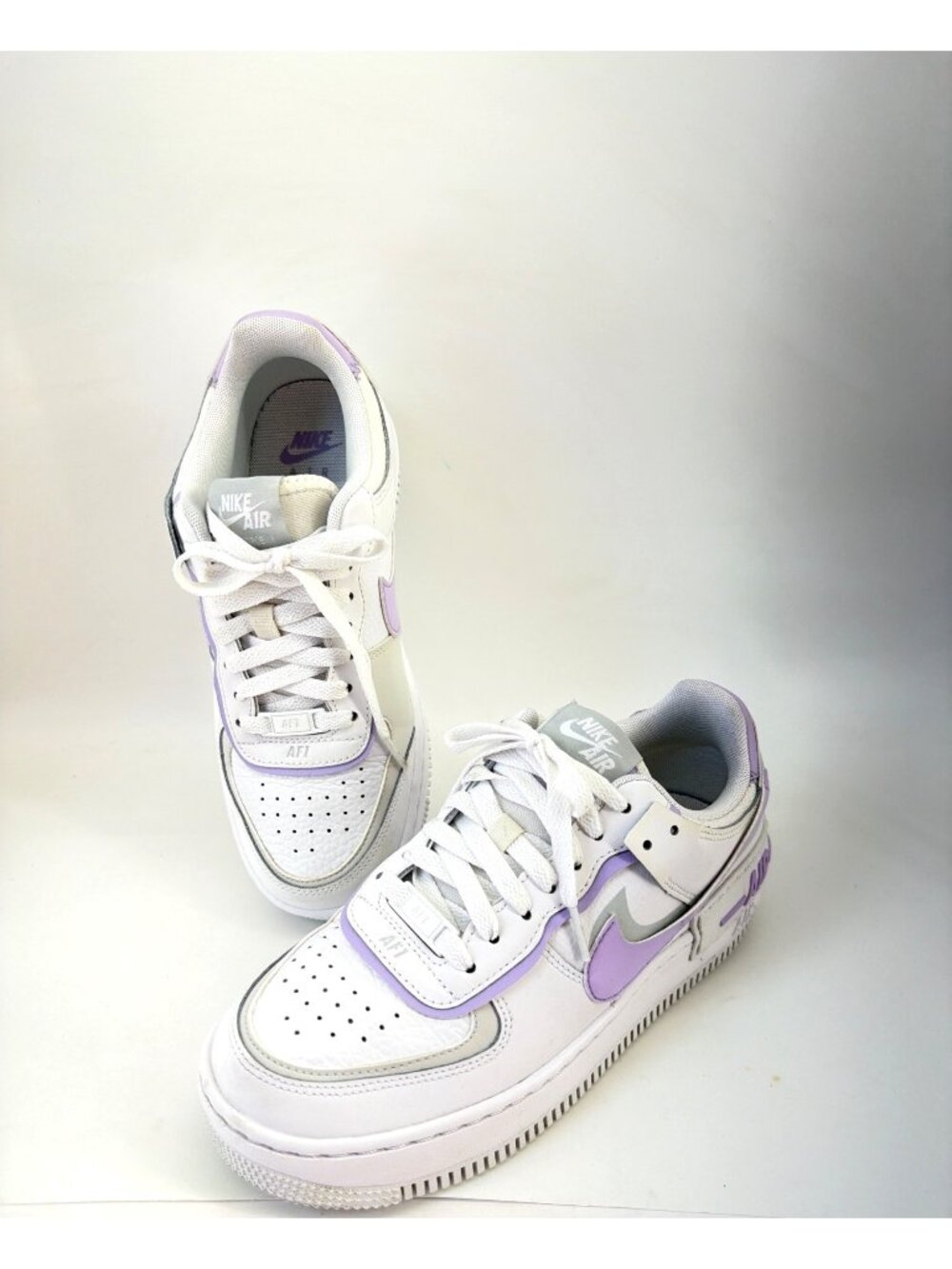 Nike Air Force 1 Shadow Sneakers White Lilac platform Womens Size 7 EUR38